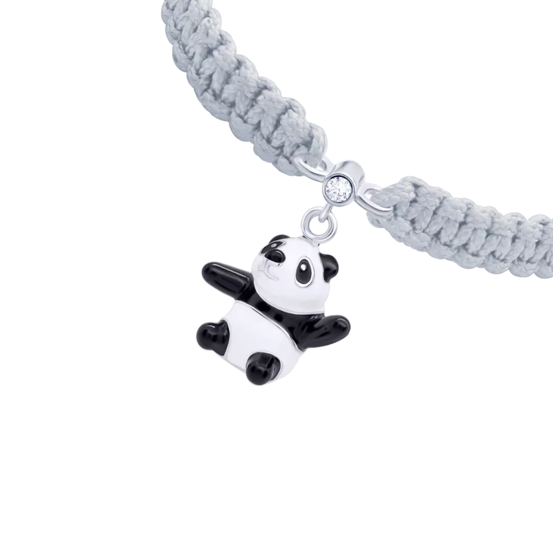 Браслет плетеный Панда бело-черная фото