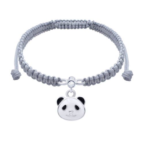 Браслет плетеный Панда бело-черная фото