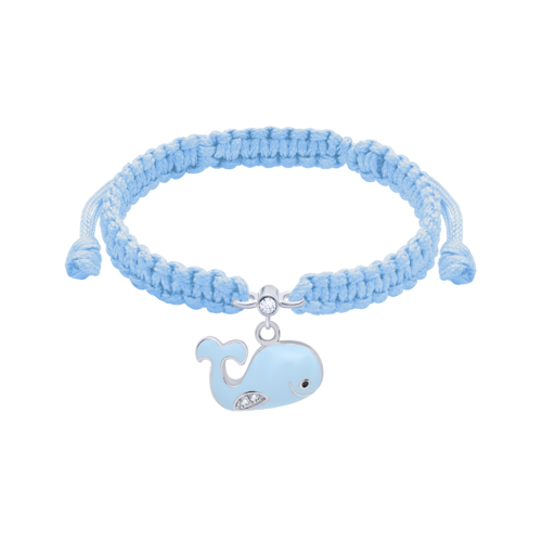 Браслет плетеный Кит голубой фото