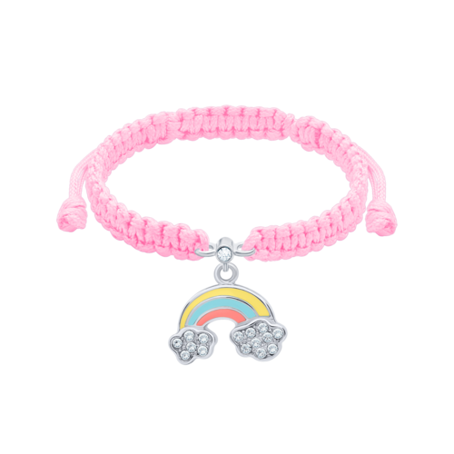 Браслет плетений Веселка з різнобарвною емаллю та фіанітами фото