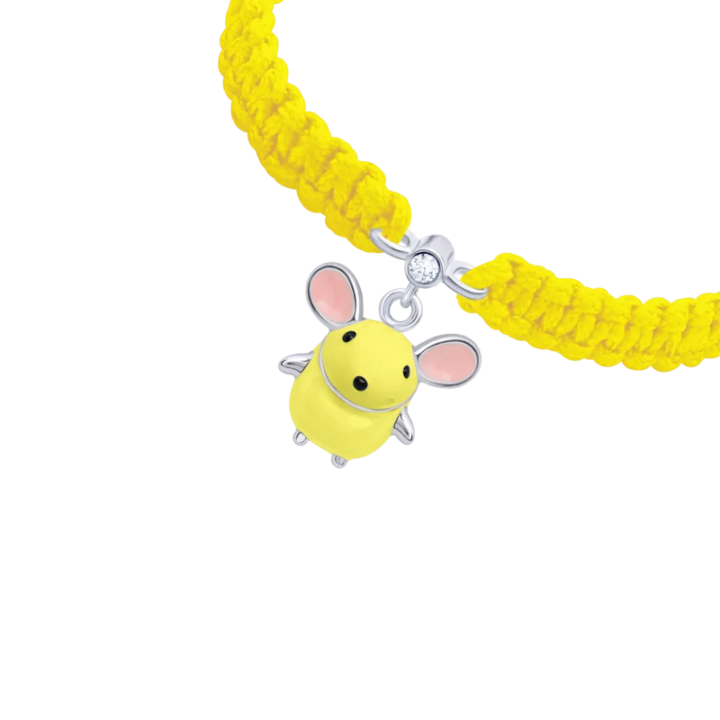 Браслет плетеный Мышка желтая фото