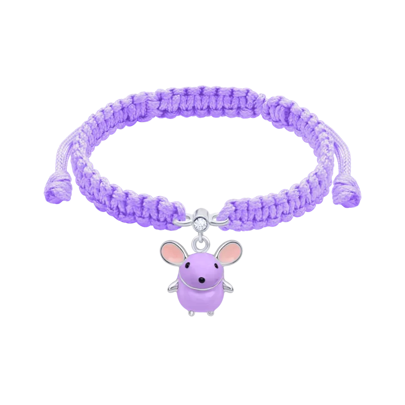 Браслет плетеный Мышка фиолетовая фото