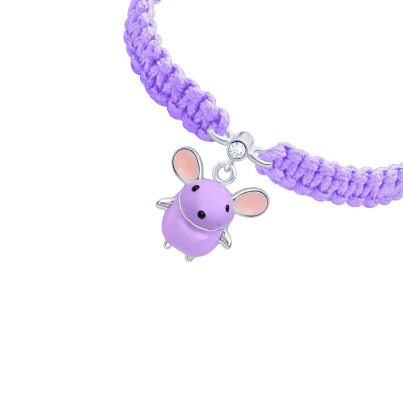 Браслет плетений Мишка фіолетова фото