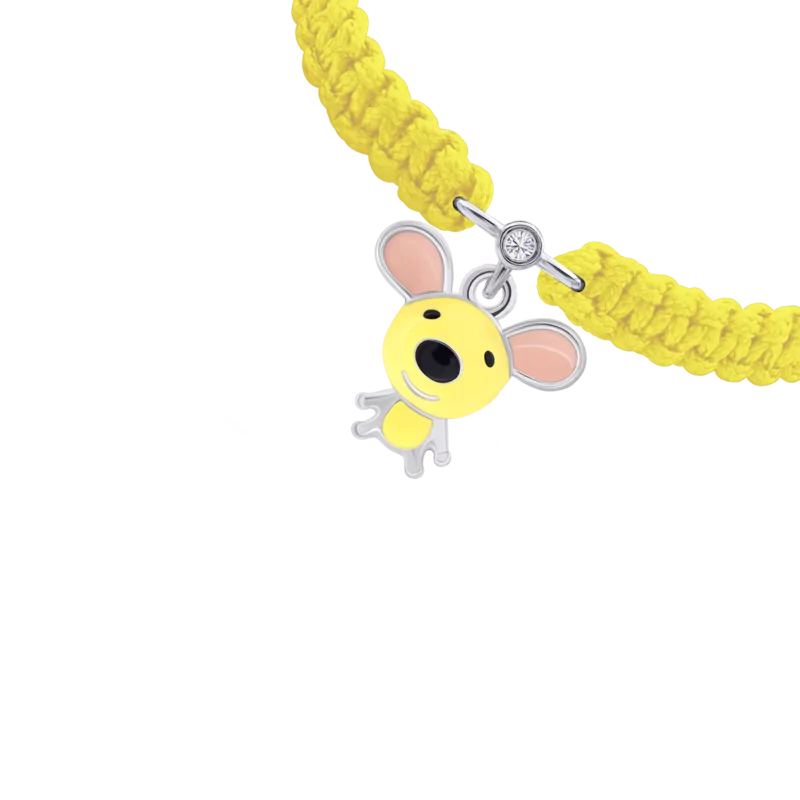 Браслет плетеный Мышонок желтый фото