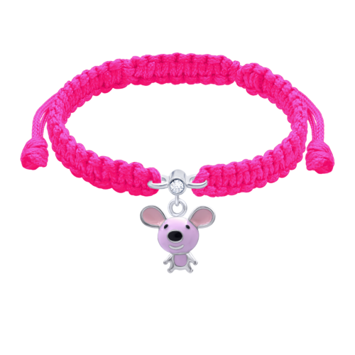 Браслет плетеный Мышонок розовый фото