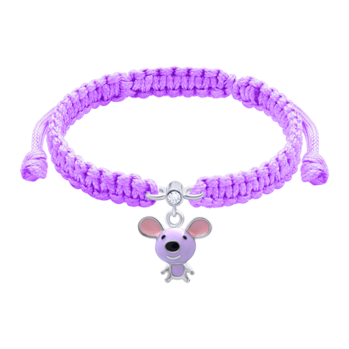 Браслет плетеный Мышонок фиолетовый фото