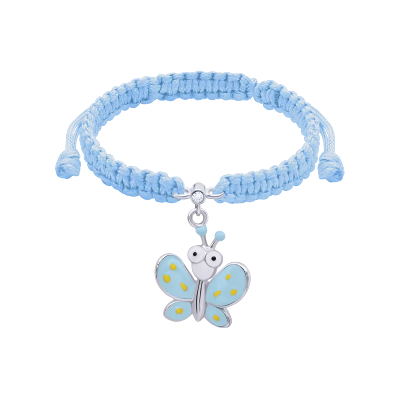 Браслет плетений Метелик з очима блакитний фото