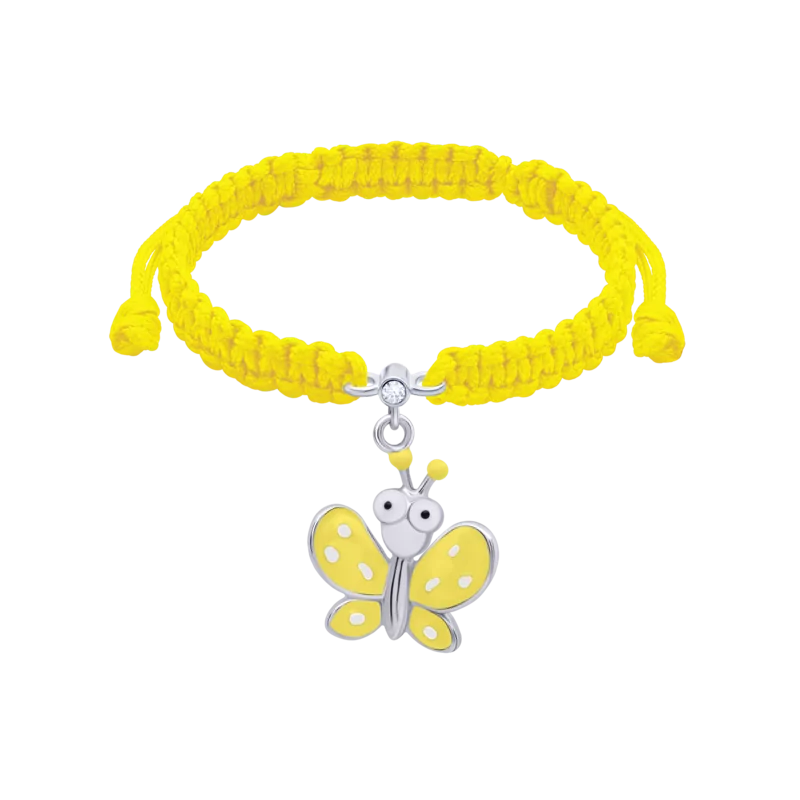 Браслет плетений Метелик з очима жовтий фото