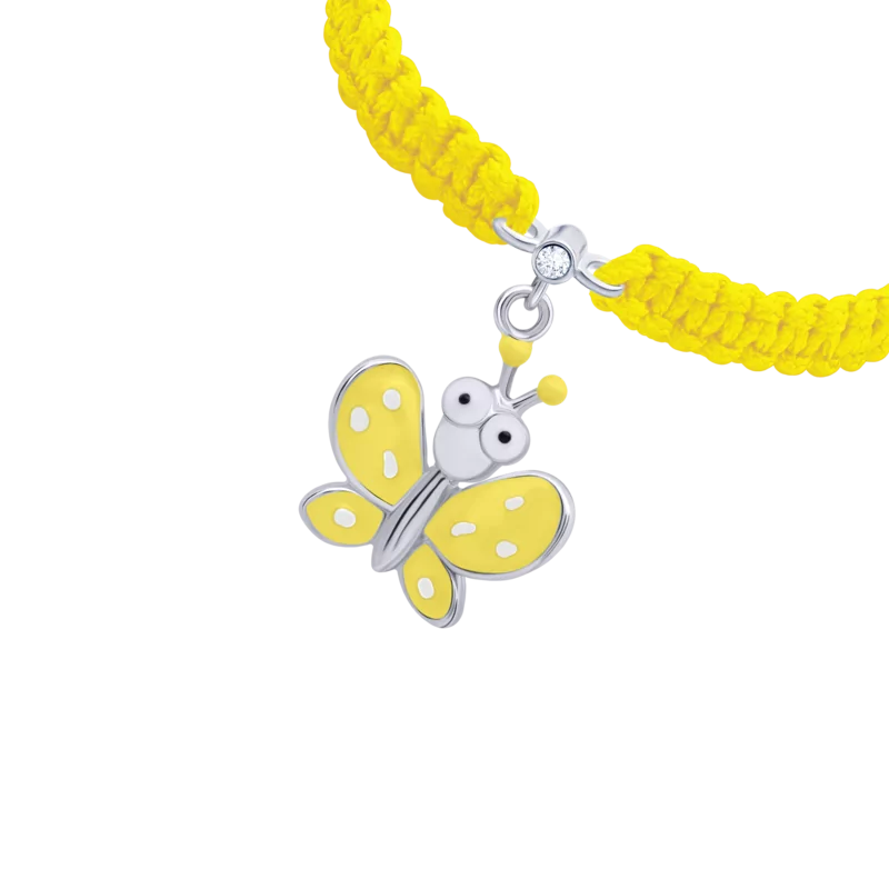 Braided bracelet Yellow Butterfly with Eyes photo