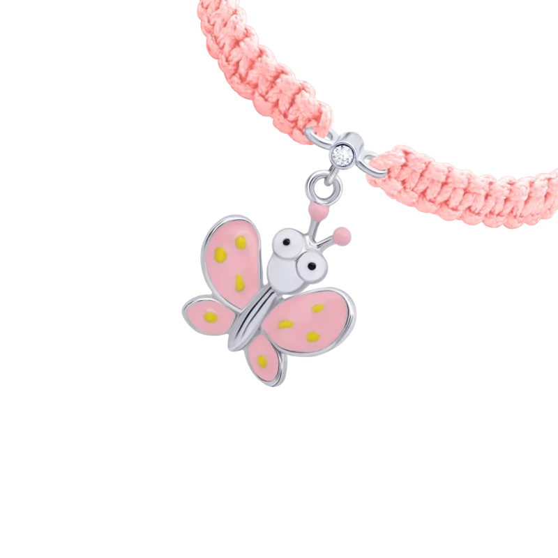 Braided bracelet Pink Butterfly with Eyes photo