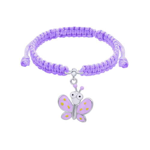 Браслет плетеный Бабочка с глазами фиолетовая фото