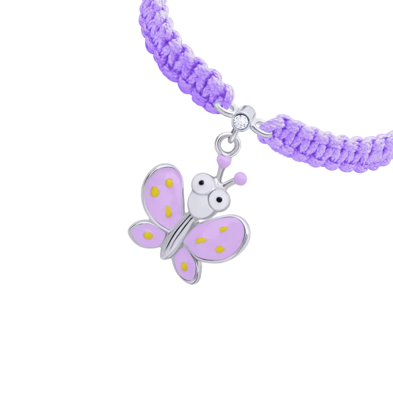 Браслет плетений Метелик з очима фіолетовий фото