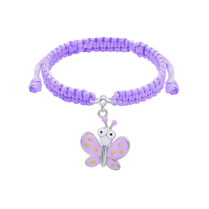 Браслет плетеный Бабочка с глазами фиолетовая фото