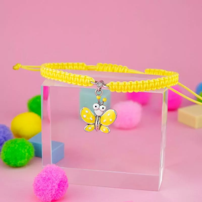 Braided bracelet Yellow Butterfly with Eyes photo