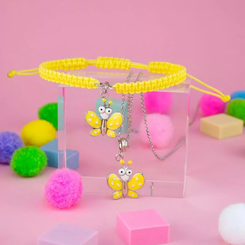 Braided bracelet Yellow Butterfly with Eyes photo