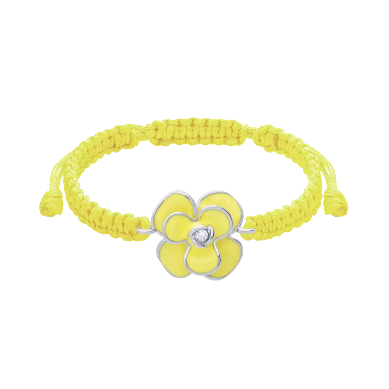 Braided bracelet Yellow Peony with light yellow lace photo