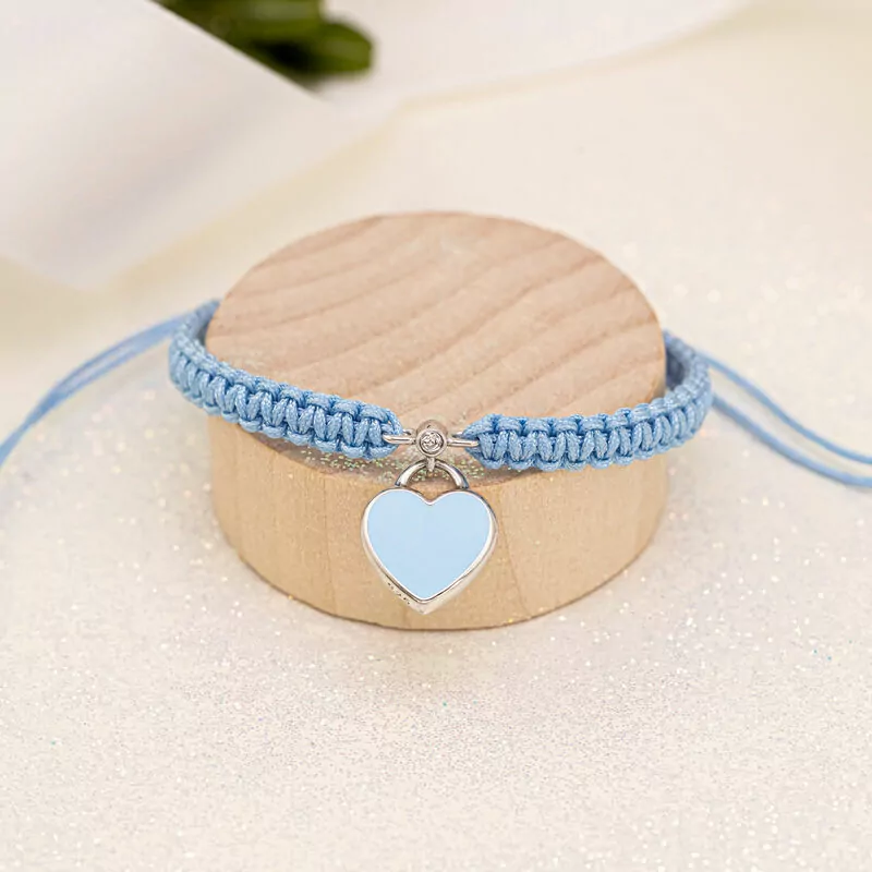 Braided bracelet Blue Heart photo