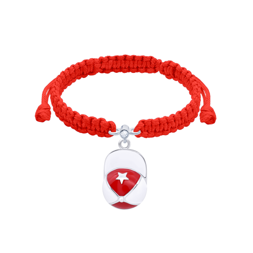 Браслет плетеный Кепка бело-красная фото