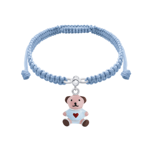 Браслет плетений Ведмедик з серцем блакитний фото