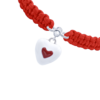 Браслет плетений Серце в серці з біло-червоною емаллю та фіанітом фото №5