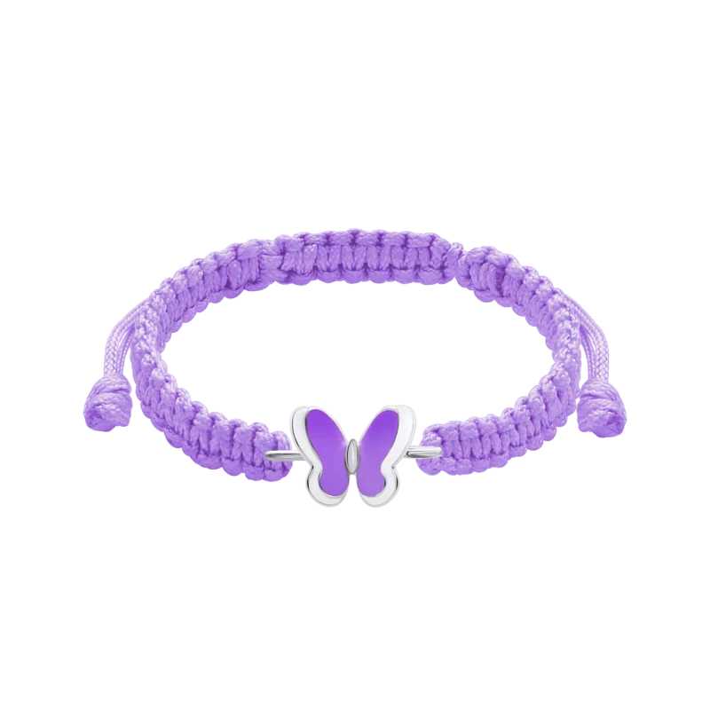 Браслет плетеный Бабочки фиолетовые фото