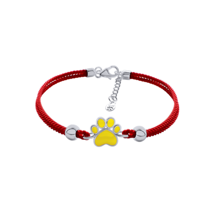 Браслет плетеный Лапка желтая фото