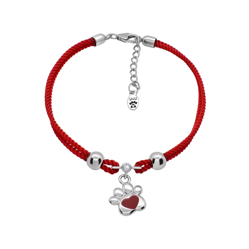 Braided bracelet Paw with a Heart red photo