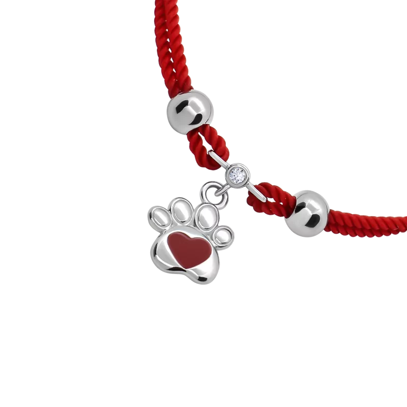 Braided bracelet Paw with a Heart red photo