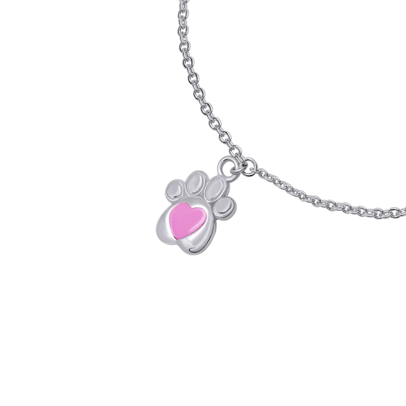 Bracelet on chain Pink Paw with a Heart photo