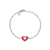 Браслет на цепочке Сердечко в сердечке красно-белое фото №1