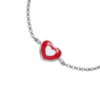 Браслет на цепочке Сердечко в сердечке красно-белое фото №3