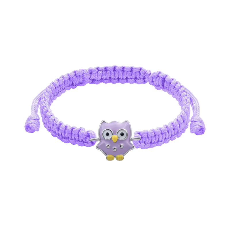 Браслет плетений Сова фіолетова фото