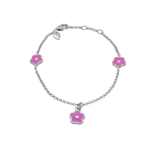 Браслет на цепочке Цветочек розовый фото