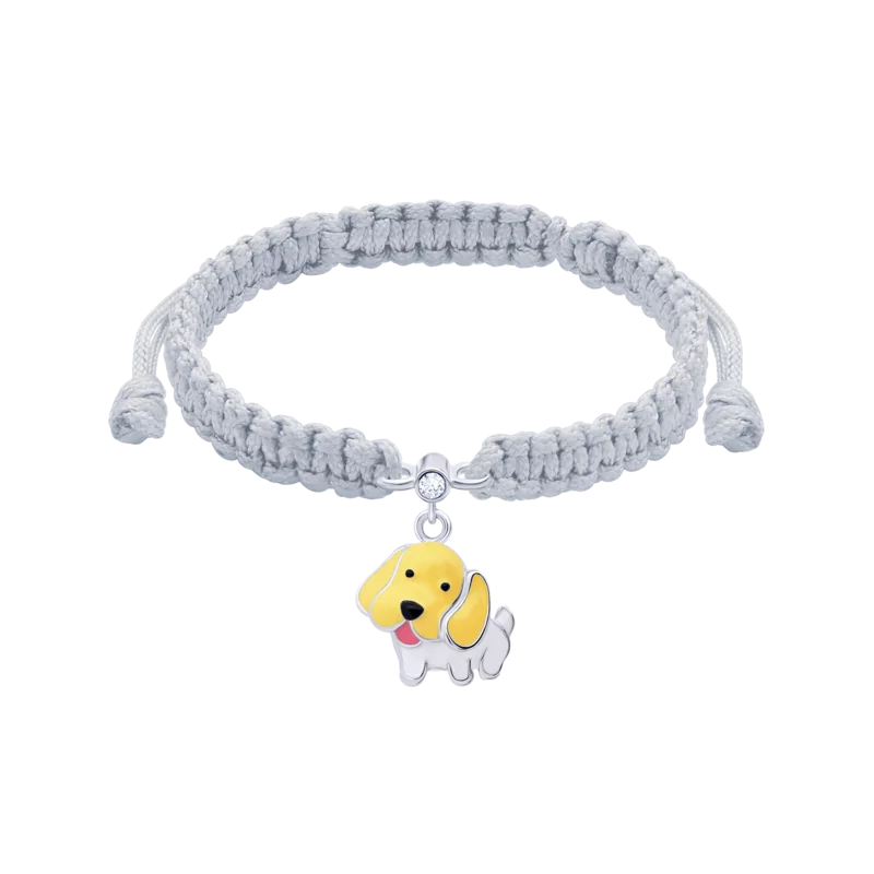 Браслет плетеный Щеночек желтый фото