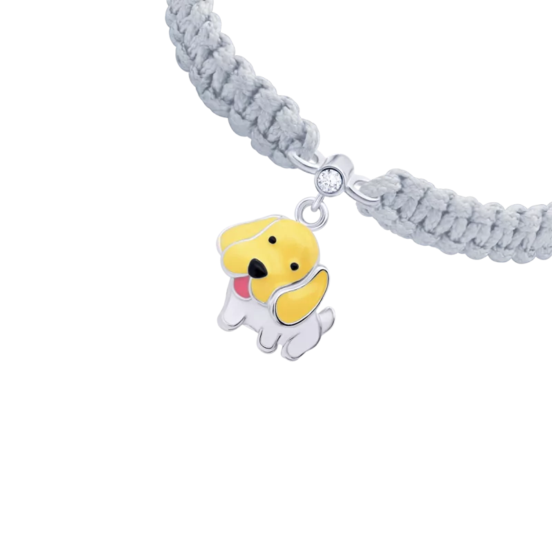 Браслет плетеный Щеночек желтый фото