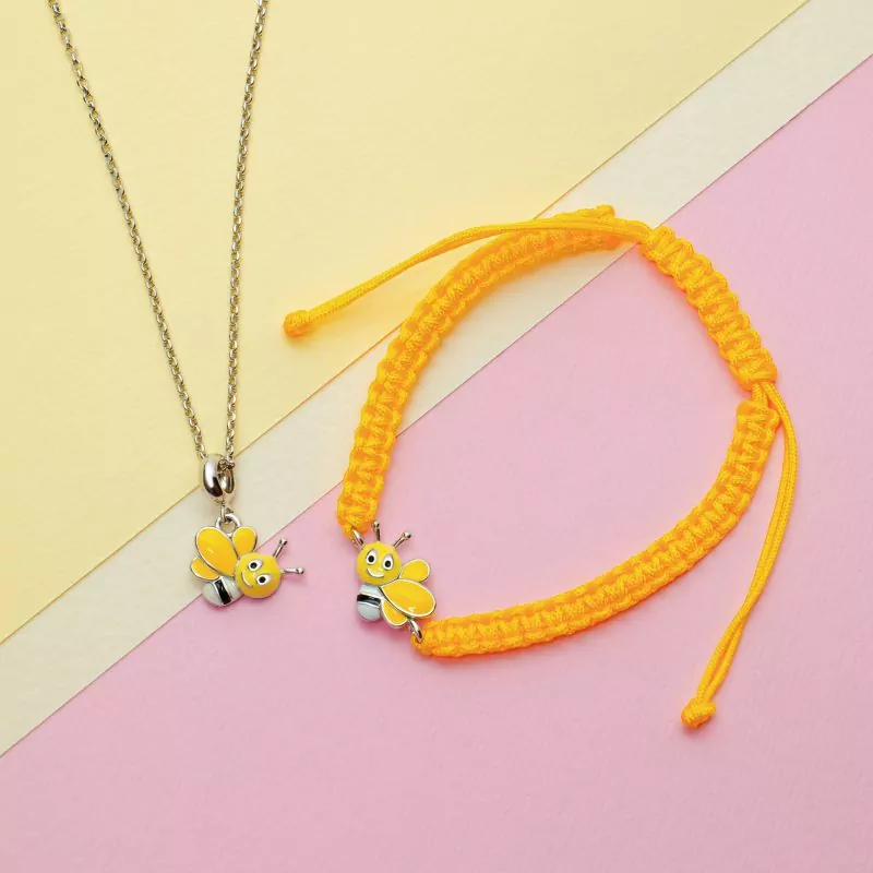 Браслет плетений Весела бджілка жовта фото