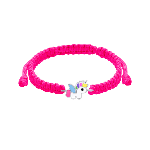 Браслет плетеный Единорог цветной с разноцветной эмалью фото