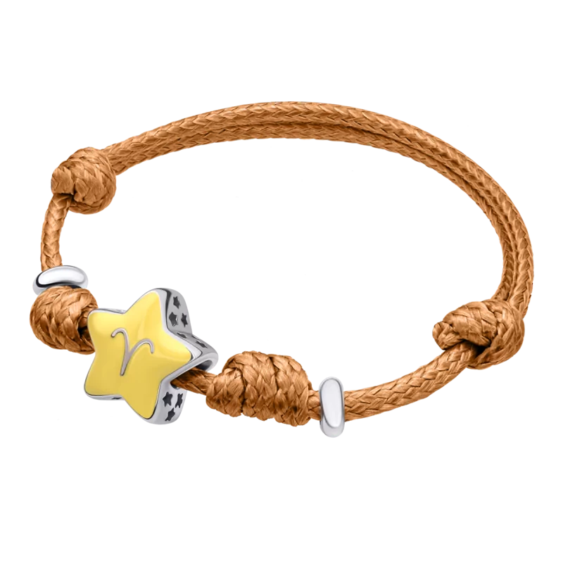 Браслет на шнурку Овен із жовтою емаллю фото