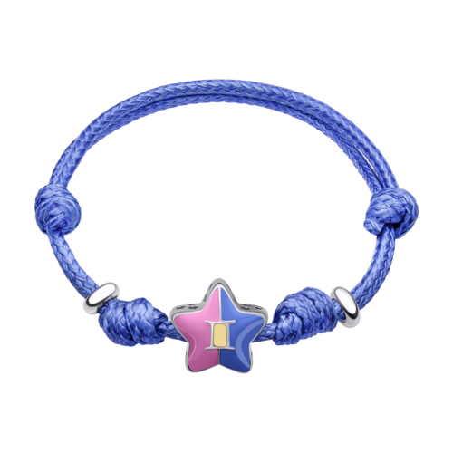 Браслет на шнурке Близнецы с синей и розовой эмалью фото
