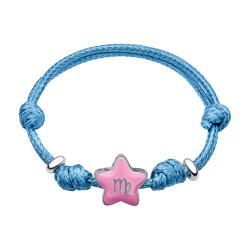 Браслет на шнурке Дева с розовой эмалью фото