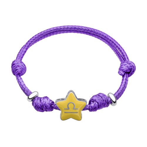 Браслет на шнурке Весы с желтой эмалью фото