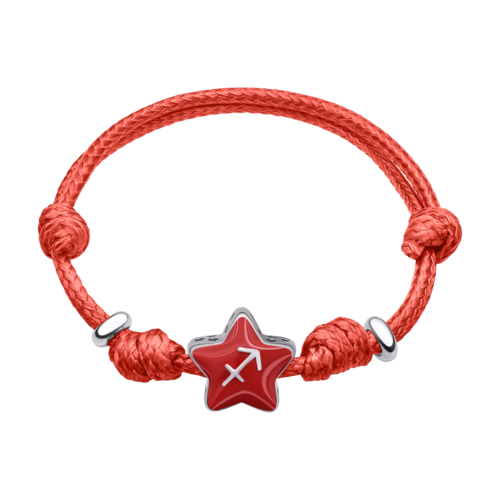 Браслет на шнурке Стрелец с красной эмалью фото