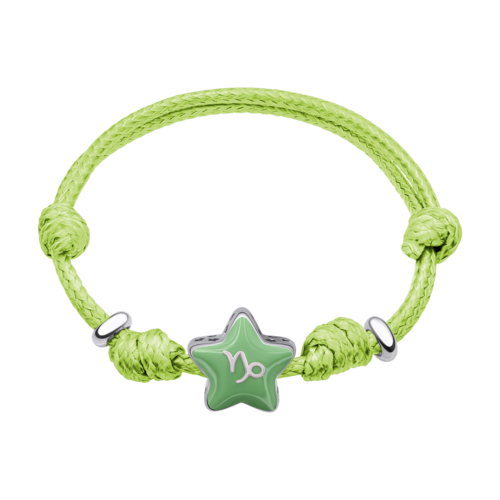 Браслет на шнурке Козерог с зеленой эмалью фото