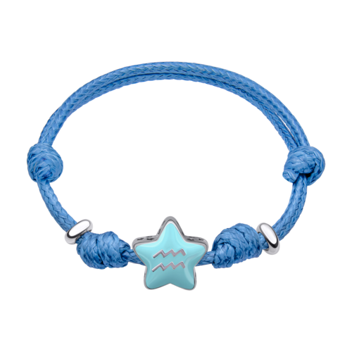 Браслет на шнурку Водолій з блакитною емаллю фото