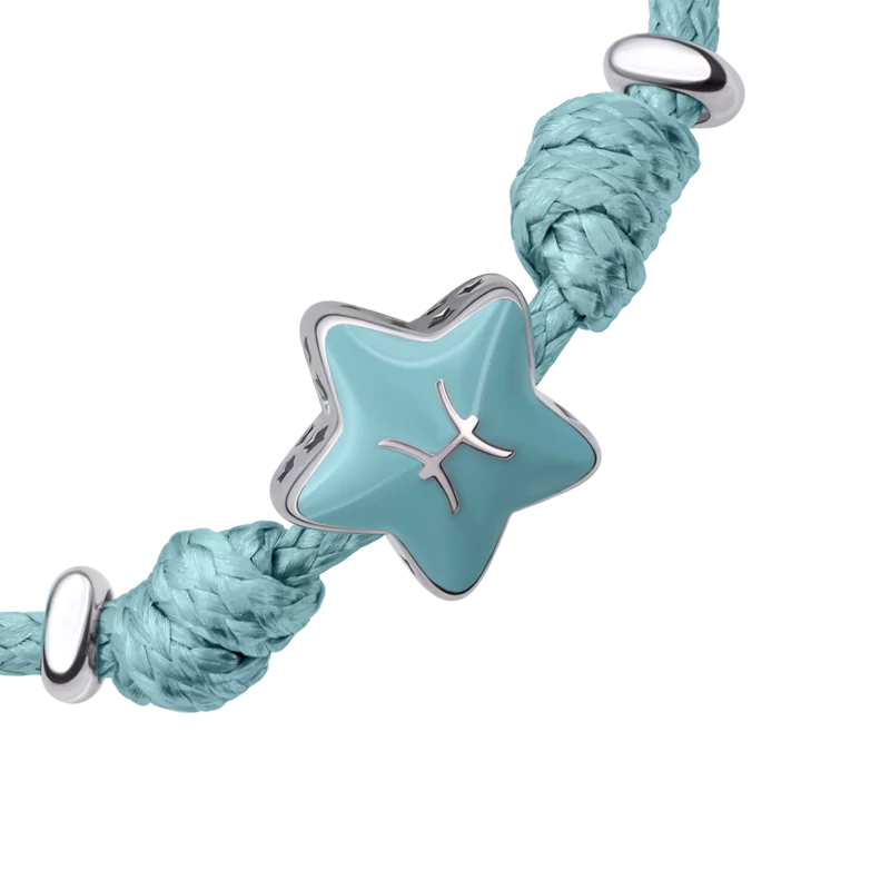 Браслет на шнурку Риби з бірюзовою емаллю фото