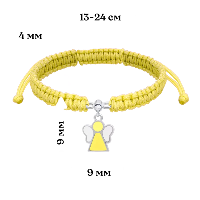 Браслет плетений Янголятко з жовтою та білою емаллю фото