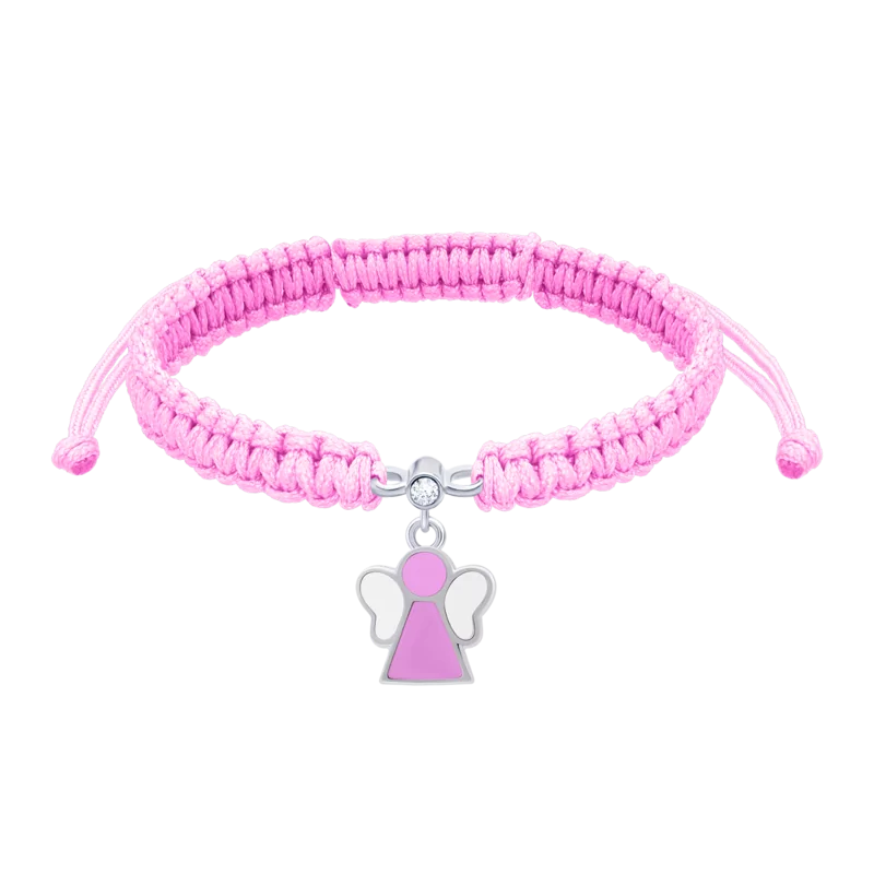 Braided bracelet Angel with pink and white enamel photo