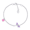 Браслет на ланцюжку Бабка з фіолетовою, рожевою емаллю та фіанітом фото №1