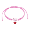 Браслет плетеный Мишутка с сердцем с розовой, красной эмалью и фианитом фото №1