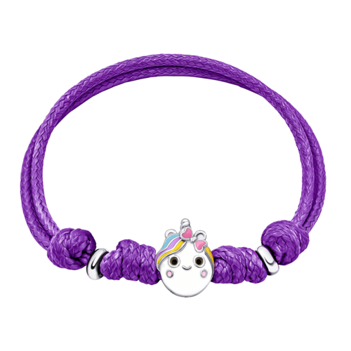 Браслет на шнурку Єдиноріжка з різнобарвною емаллю фото